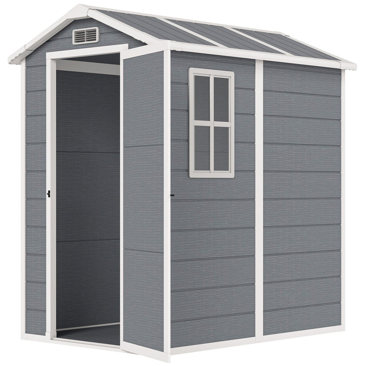 Abri de rangement extérieur 6' x 4' avec plancher et porte verrouillable, gris