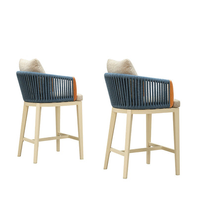 PURPLE LEAF Hailar – Tabouret de bar extérieur moderne en rotin avec dossier et coussin pour balcon, intérieur, extérieur ou îlot de cuisine