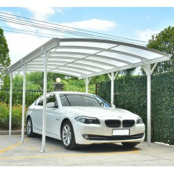 Carport Aluminium Toit Plat en aluminium blanc 3x5,05m et Polycarbonate Anti-UV 6mm X-METAL - mon-abri-de-jardin.com