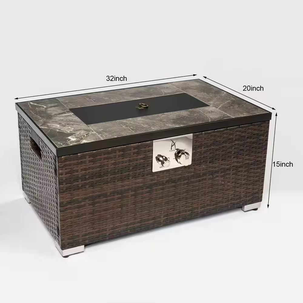 Table brasero au propane 32 In., 40,000 BTU, allumage automatique, pour terrasse extérieure