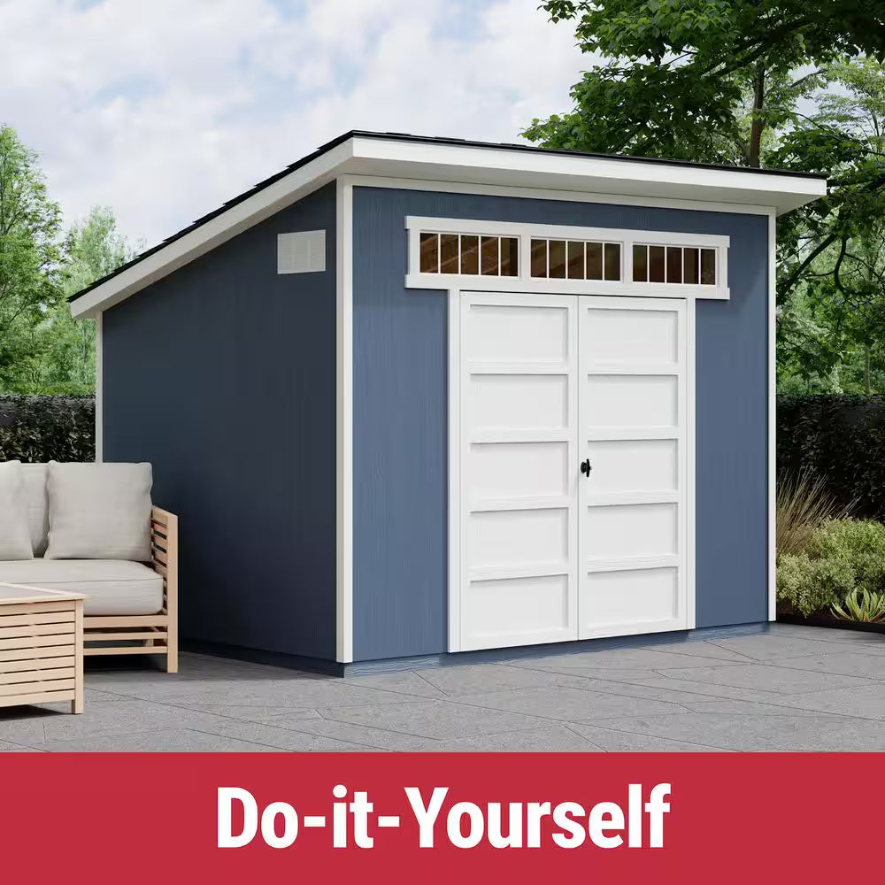 Abri de jardin adossé moderne en bois DIY 10 Ft. X 7.5 Ft. avec plancher, fenêtres et serrure (75 Sq. Ft.)