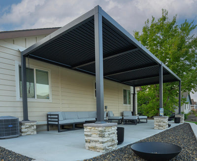 PURPLE LEAF Caesar – Pergola extérieure à lames orientables avec toit rigide réglable, gris