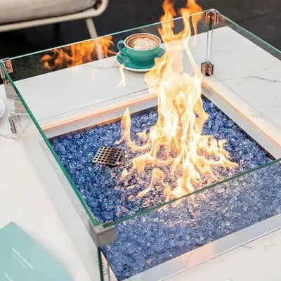 Elementi Plus Bianco 40 pouces Marble Porcelain Table à Feu Extérieure - Bianco Blanc Pur - Green Vista Living