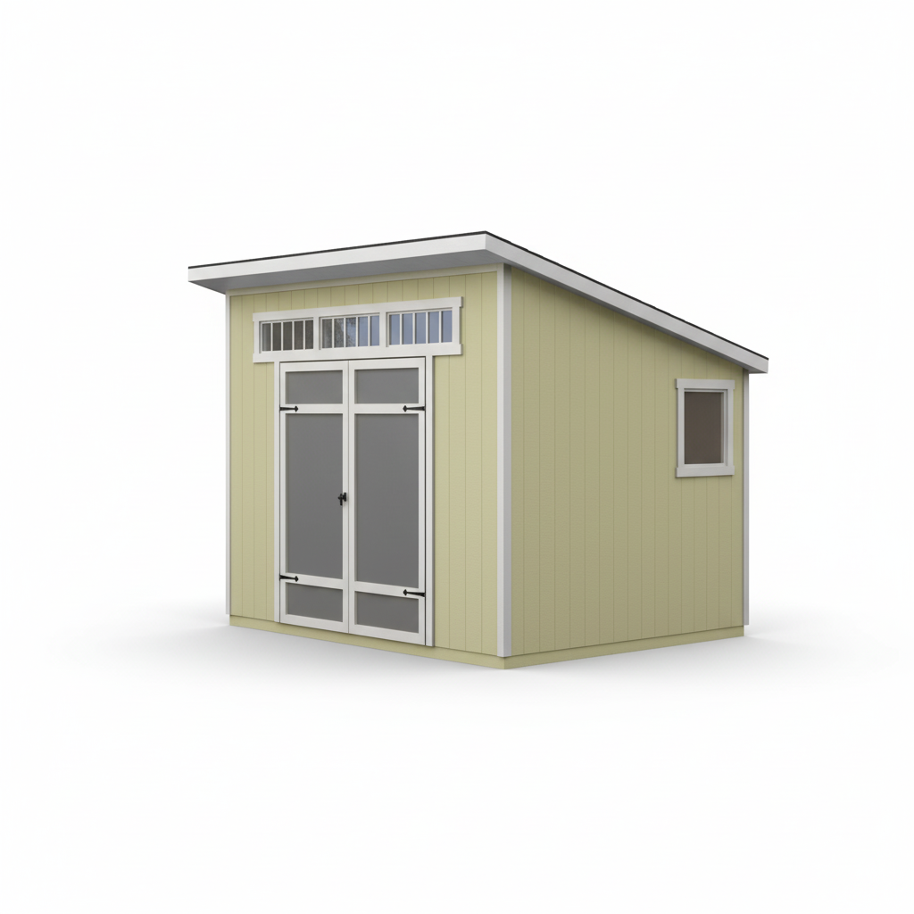 Abri de jardin adossé moderne en bois DIY 10 Ft. X 7.5 Ft. avec plancher, fenêtres et serrure (75 Sq. Ft.)