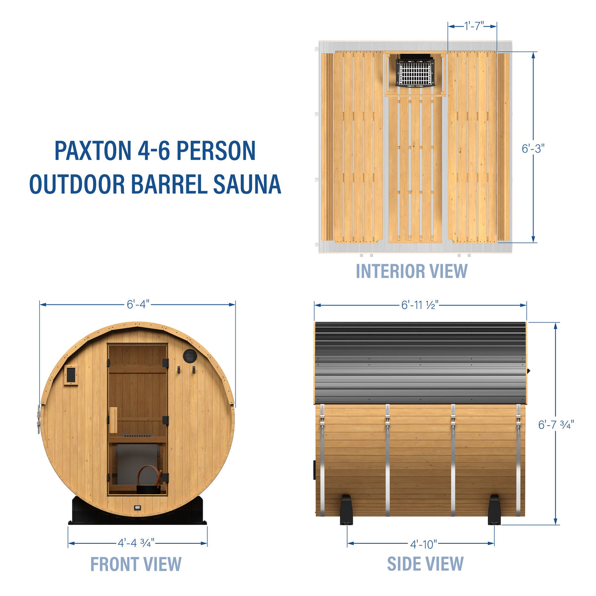 Paxton – Sauna tonneau extérieur, 4-6 personnes