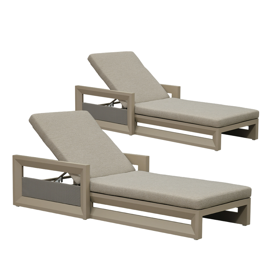 PURPLE LEAF Caesar – Chaise longue extérieure 2 en 1 inclinable avec coussin, aluminium Deluxe, format extra-large avec accoudoirs et dossier