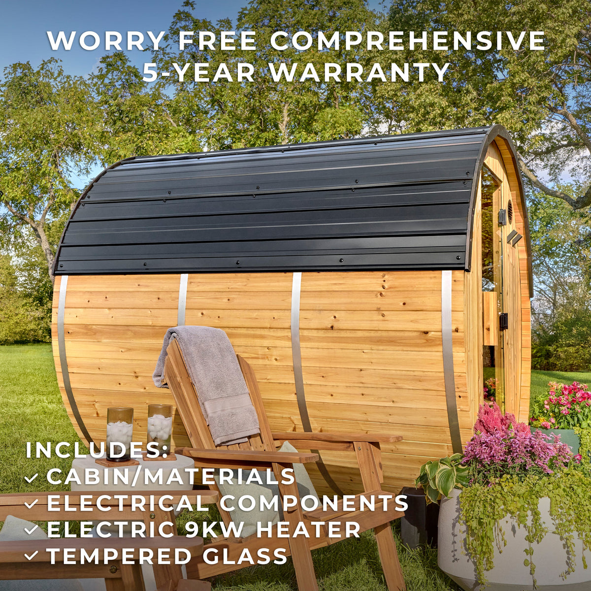 Paxton – Sauna tonneau extérieur, 4-6 personnes