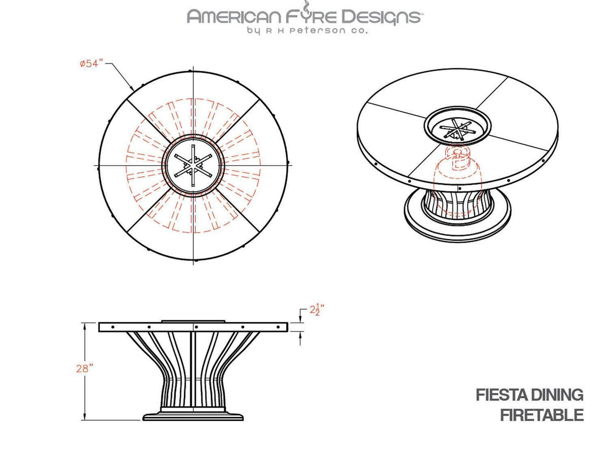 American Fyre Designs Fiesta – Tables brasero, finition Café Blanco