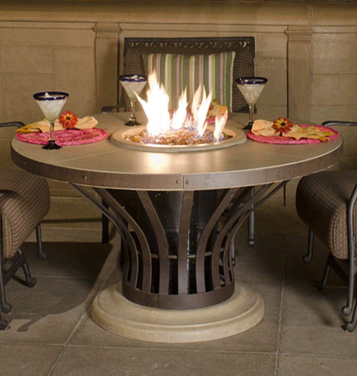 American Fyre Designs Fiesta – Tables brasero, finition Café Blanco