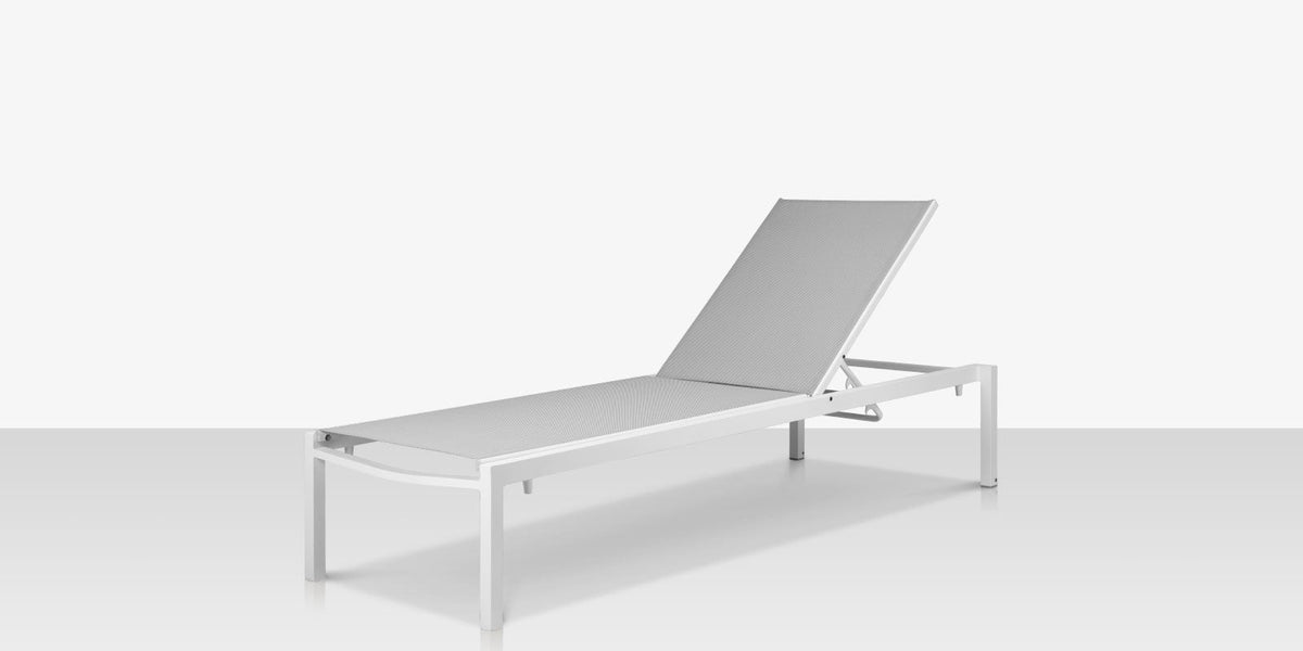 Fusion – Chaise longue sans accoudoirs, Tex White, toile Cloud Gray