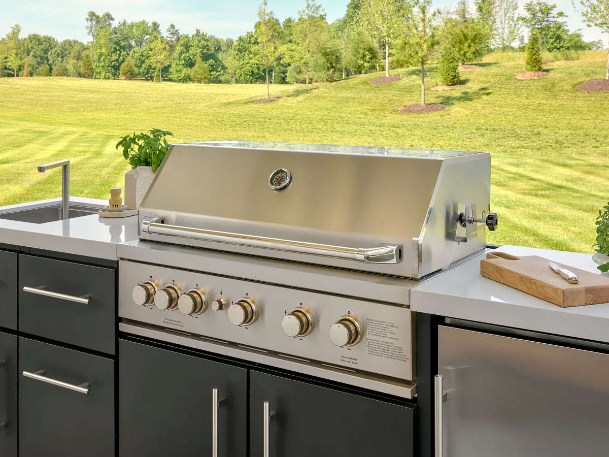 Emory | Îlot de cuisine extérieure 9-Foot avec barbecue encastrable