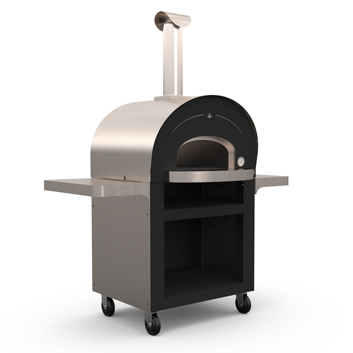 Hearthstone Genio 4.0 – Four à pizza au bois Stainless/Black avec base roulante
