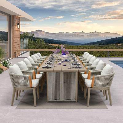 PURPLE LEAF Hailar – Ensemble repas extérieur familial avec table et chaises de terrasse en aluminium et coussins en oléfine