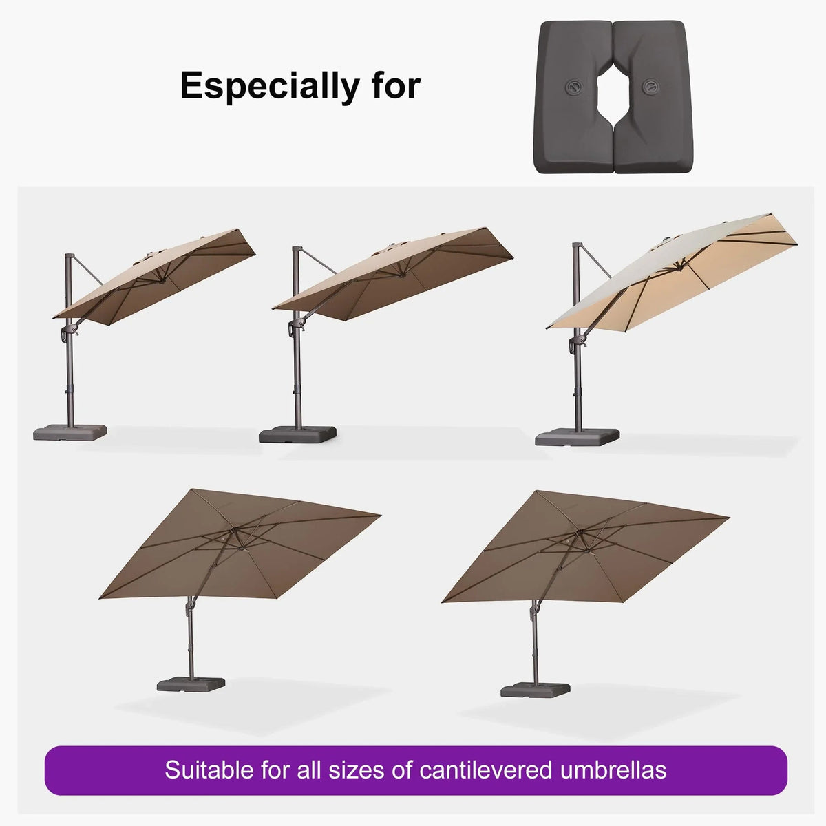 PURPLE LEAF OPEN BOX – Base lestée ZY02XGTBS-120 pour parasol déporté à structure en aluminium bronze