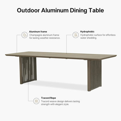 PURPLE LEAF Hailar – Ensemble repas extérieur familial avec table et chaises de terrasse en aluminium et coussins en oléfine