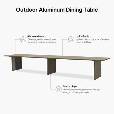 PURPLE LEAF Hailar – Ensemble repas extérieur familial avec table et chaises de terrasse en aluminium et coussins en oléfine