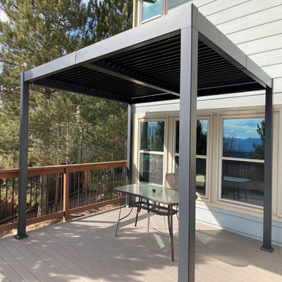 PURPLE LEAF Caesar – Pergola extérieure à lames orientables avec toit rigide réglable, gris