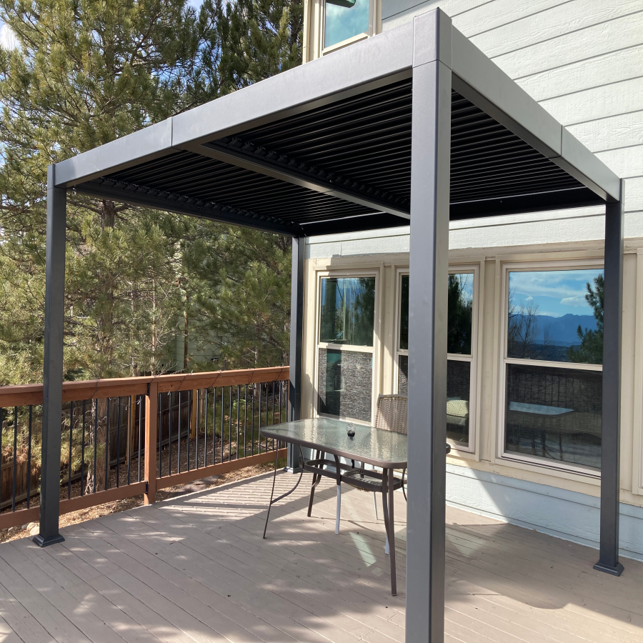 PURPLE LEAF Caesar – Pergola extérieure à lames orientables avec toit rigide réglable, gris