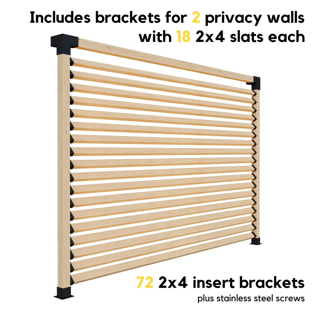 Kit de supports métalliques noirs pour pergola