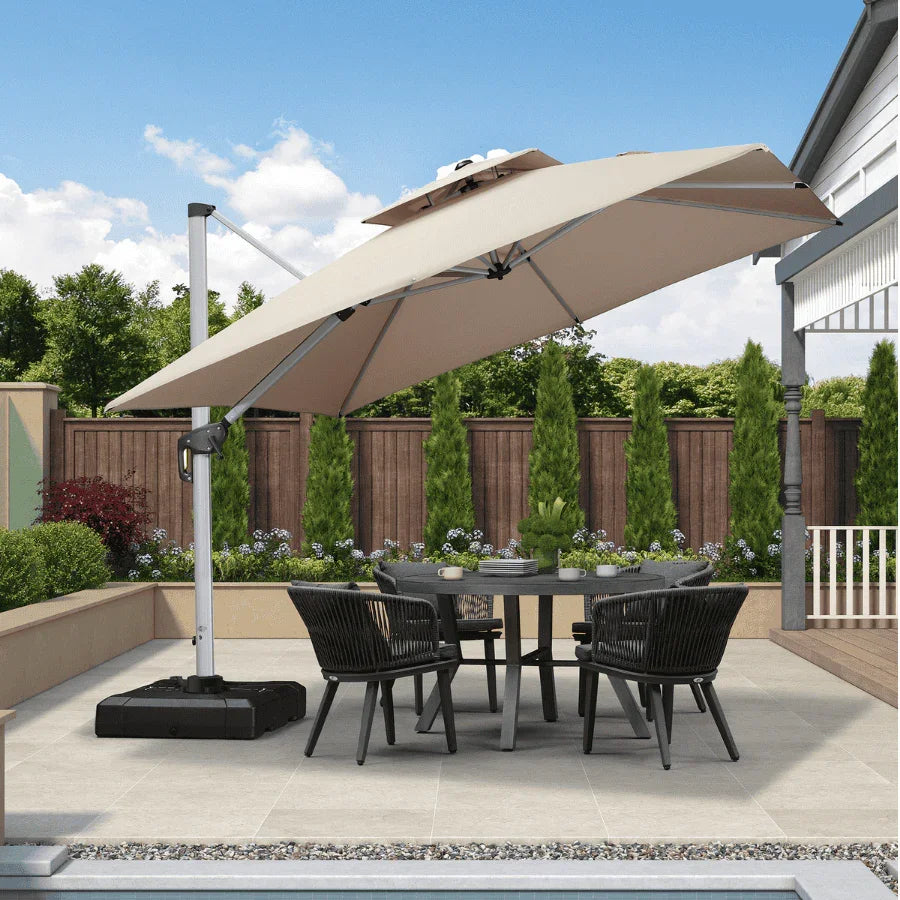 PURPLE LEAF – Parasol extérieur coupe-vent, parasol déporté carré pour terrasse