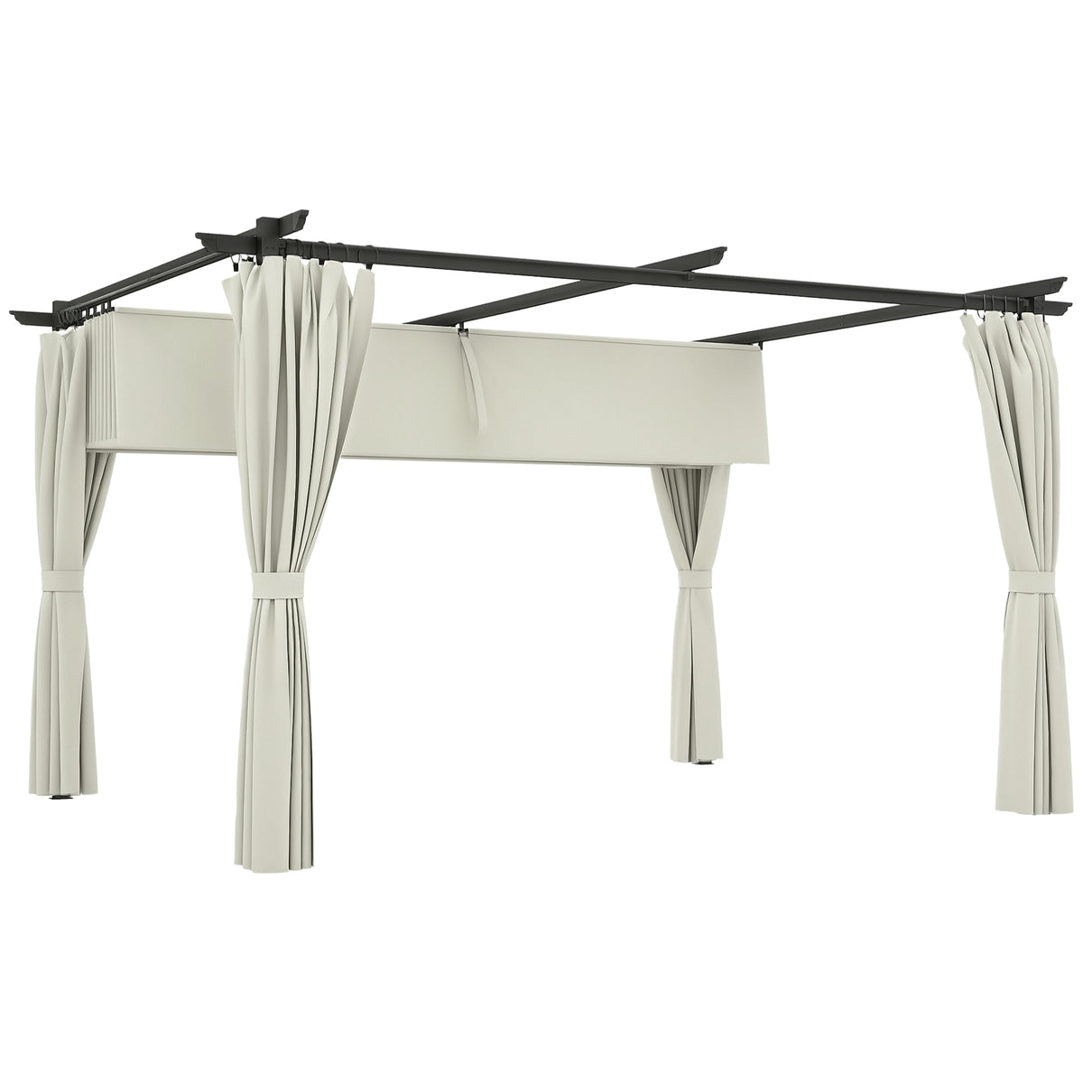Pergola 10' x 13' avec toile rétractable et rideaux, Cream White