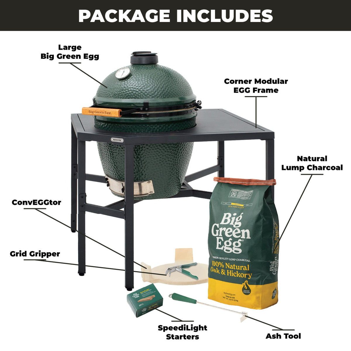 Large Big Green Egg + ensemble Modular Nest d’angle