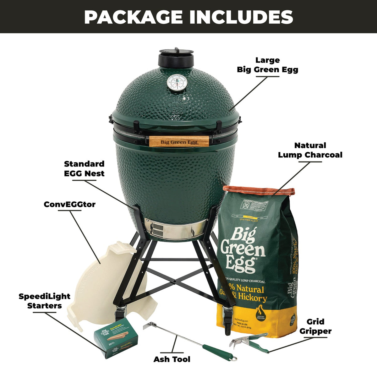 Large Big Green Egg + ensemble Standard Nest
