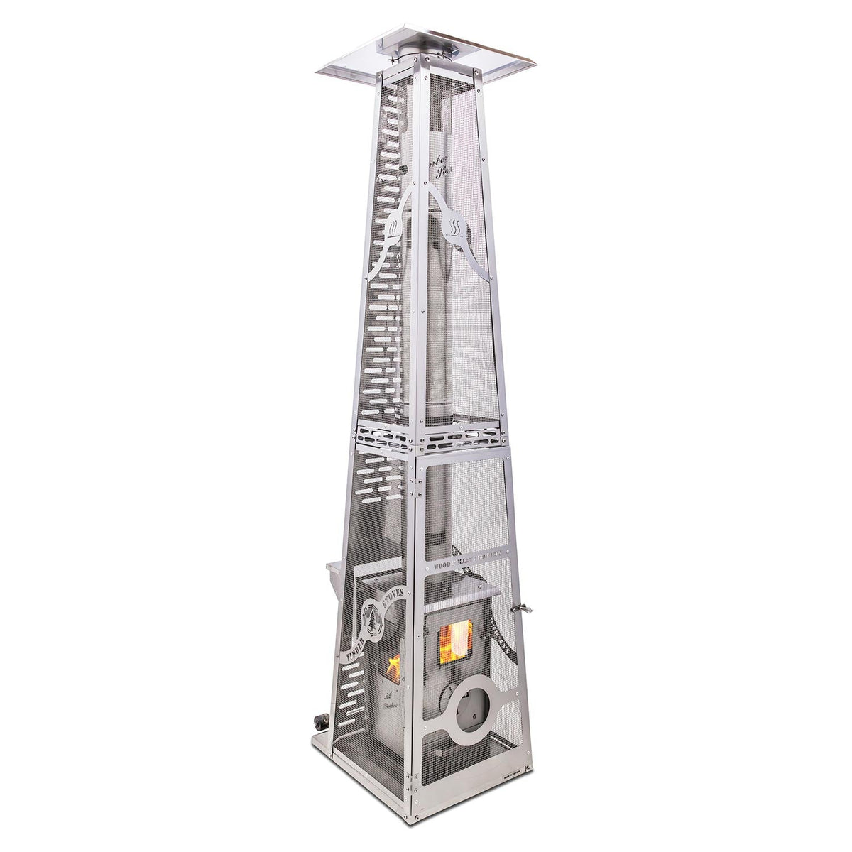 Timber Stoves Lil’ Timber – Chauffage de terrasse Stainless avec cage de sécurité Elite