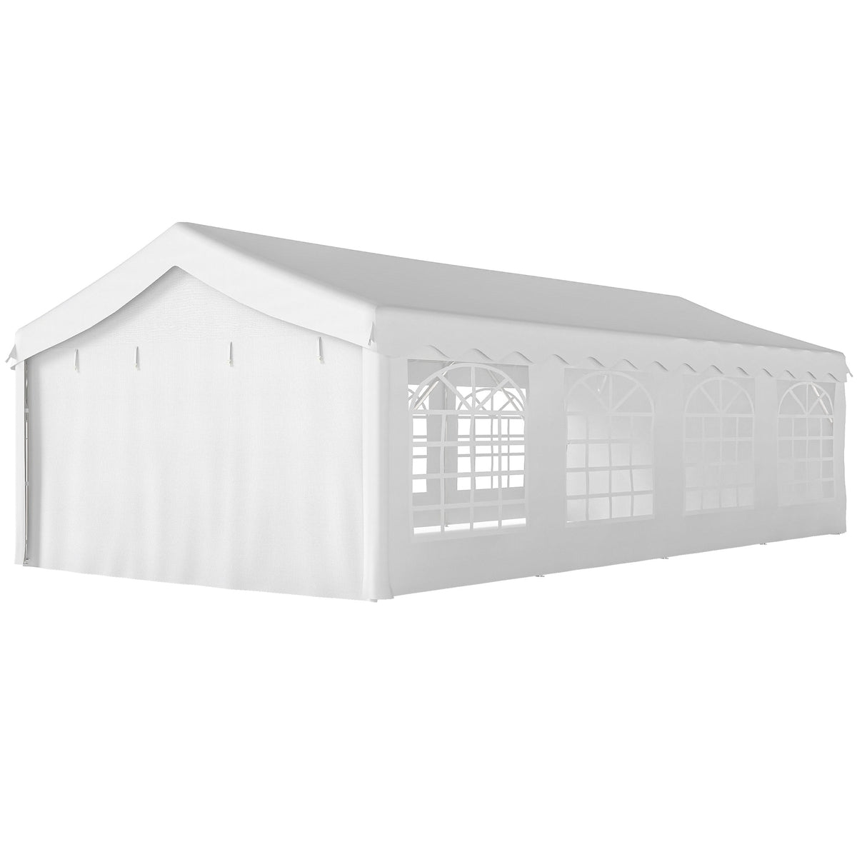 Tente de réception renforcée et abri voiture 13' x 26' avec parois latérales, blanc