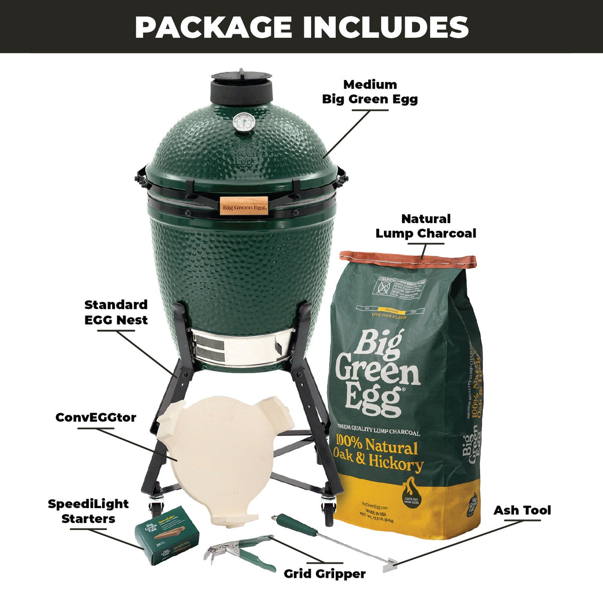 Medium Big Green Egg + ensemble Standard Nest