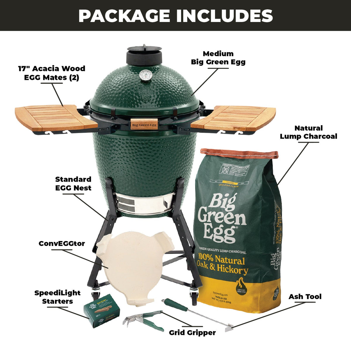 Medium Big Green Egg + ensemble Standard Nest + EGG Mates