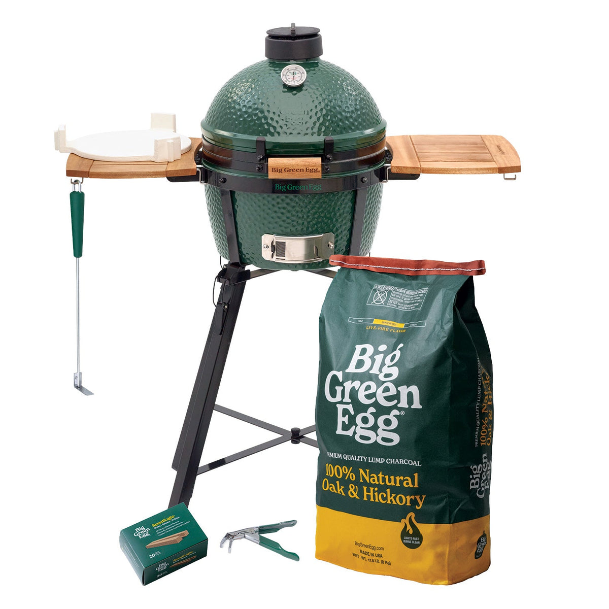 MiniMax Big Green Egg + ensemble Portable Nest + Acacia EGG Mates