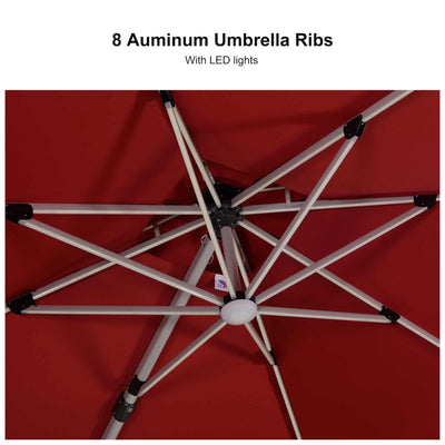 PURPLE LEAF – Parasol de terrasse rouge avec base, parasol extérieur déporté