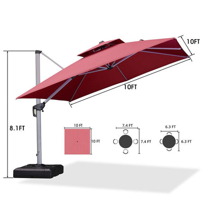 PURPLE LEAF – Parasol de terrasse rouge avec base, parasol extérieur déporté