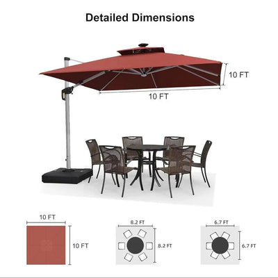 PURPLE LEAF – Parasol de terrasse rouge avec base, parasol extérieur déporté