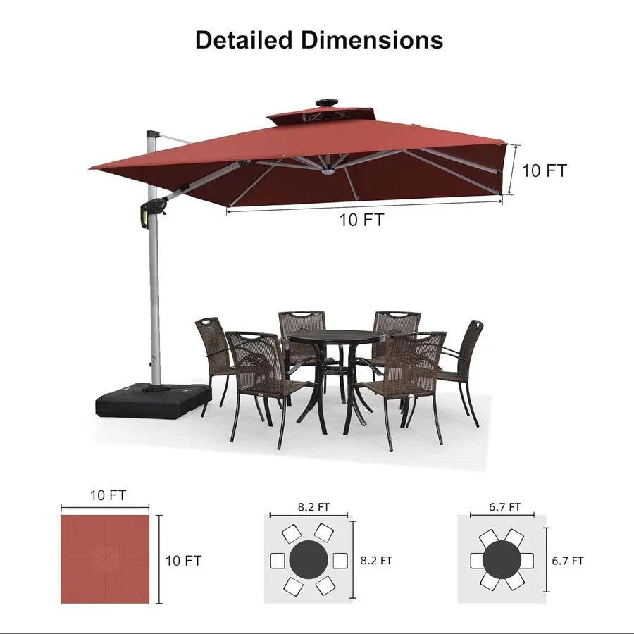 PURPLE LEAF – Parasol de terrasse rouge avec base, parasol extérieur déporté