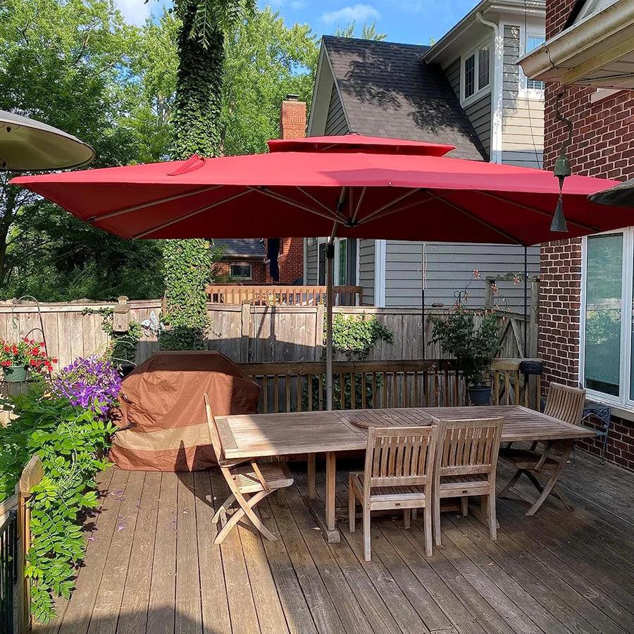 PURPLE LEAF – Parasol de terrasse rouge avec base, parasol extérieur déporté