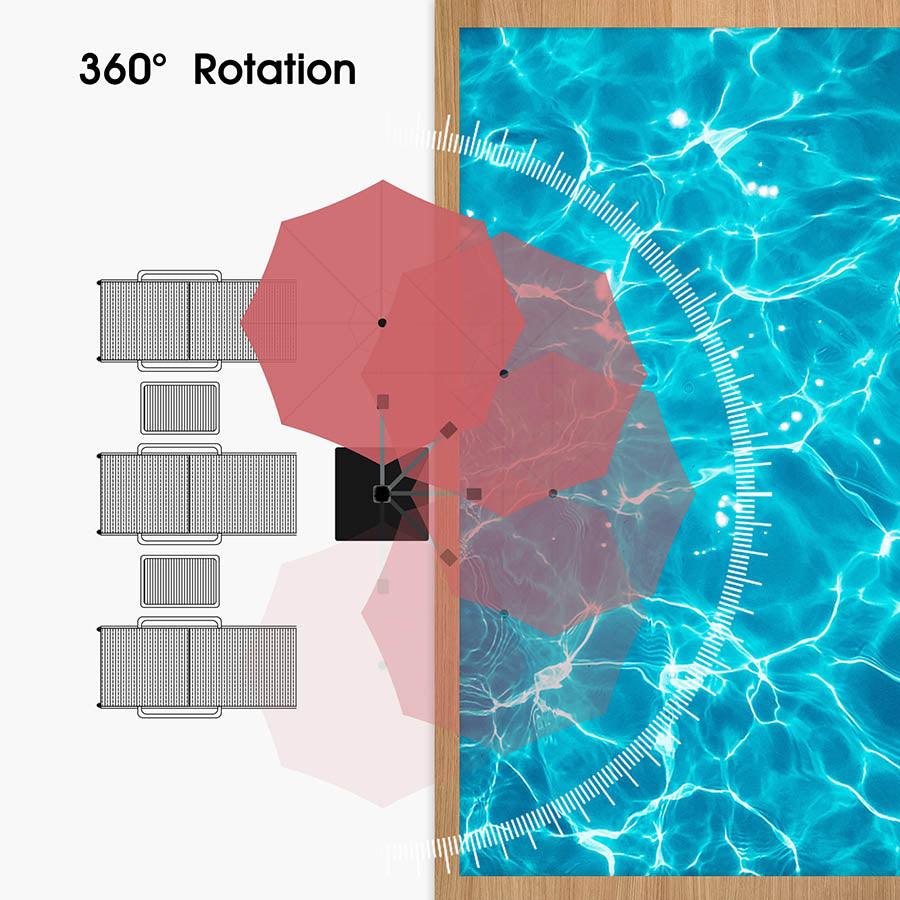 PURPLE LEAF – Parasol de terrasse rouge avec base, parasol extérieur déporté