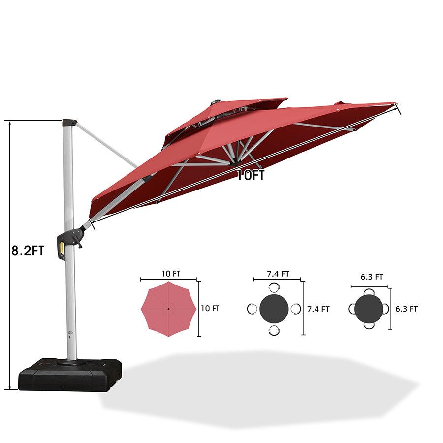 PURPLE LEAF – Parasol de terrasse rouge avec base, parasol extérieur déporté