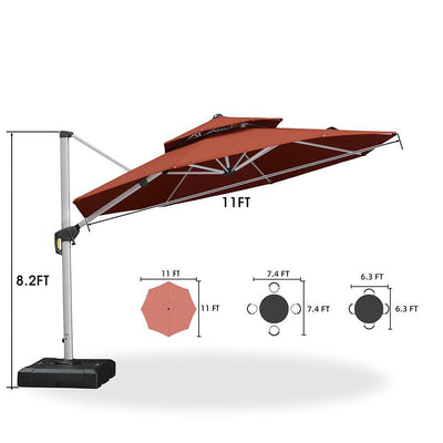PURPLE LEAF – Parasol de terrasse rouge avec base, parasol extérieur déporté