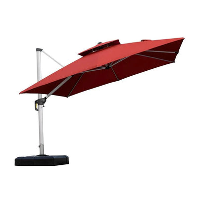 PURPLE LEAF – Parasol de terrasse rouge avec base, parasol extérieur déporté