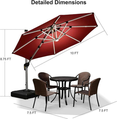 PURPLE LEAF – Parasol de terrasse rouge avec base, parasol extérieur déporté
