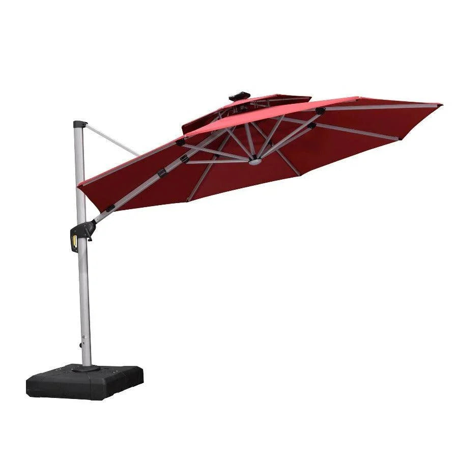 PURPLE LEAF – Parasol de terrasse rouge avec base, parasol extérieur déporté