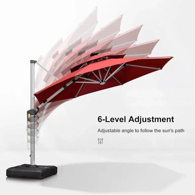 PURPLE LEAF – Parasol de terrasse rouge avec base, parasol extérieur déporté