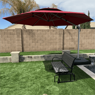 PURPLE LEAF – Parasol de terrasse rouge avec base, parasol extérieur déporté