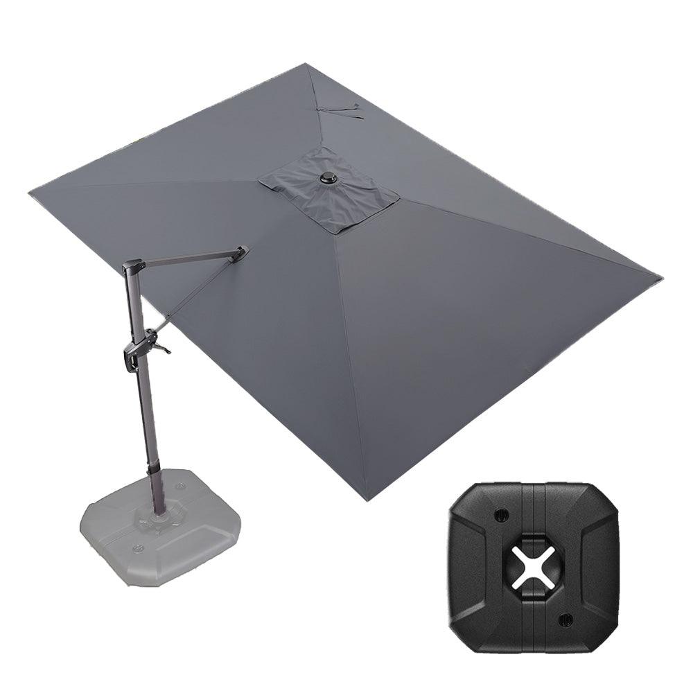 PURPLE LEAF – Parasol extérieur de terrasse avec base, déporté pour jardin, gris