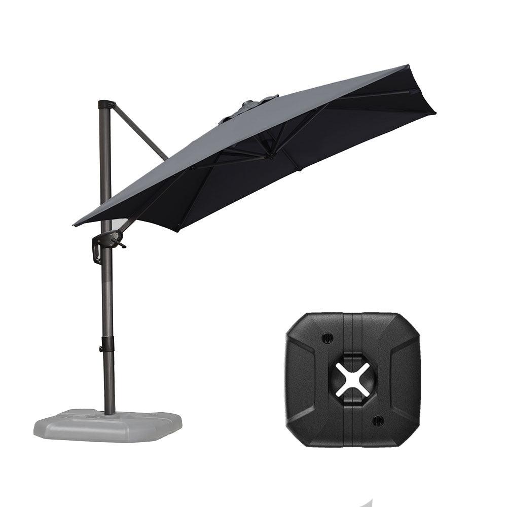 PURPLE LEAF – Parasol extérieur de terrasse avec base, déporté pour jardin, gris
