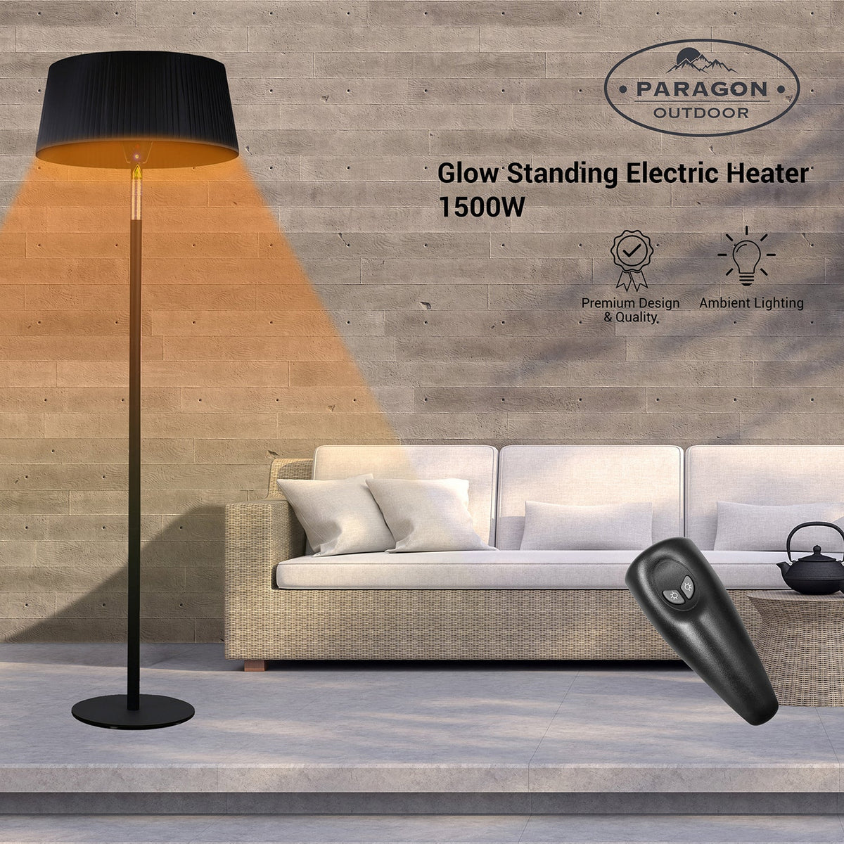 Paragon Outdoor GLOW – Lampe chauffante infrarouge autoportante noire – OH-E815B