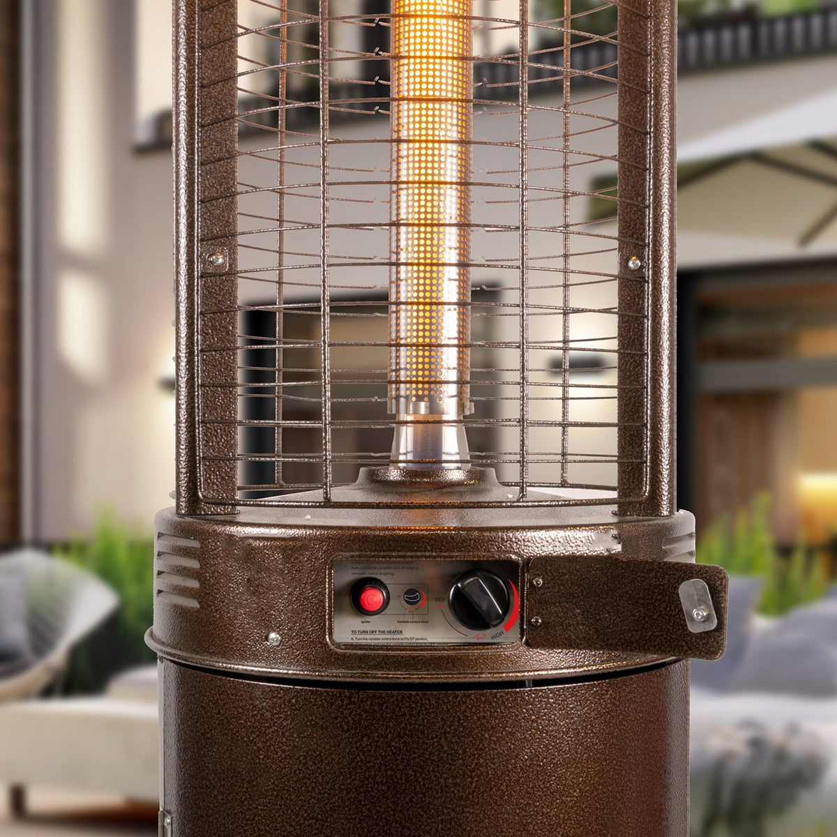 Paragon Outdoor SHINE – Chauffage tour à flamme gaz Hammered Bronze – OH-M744B