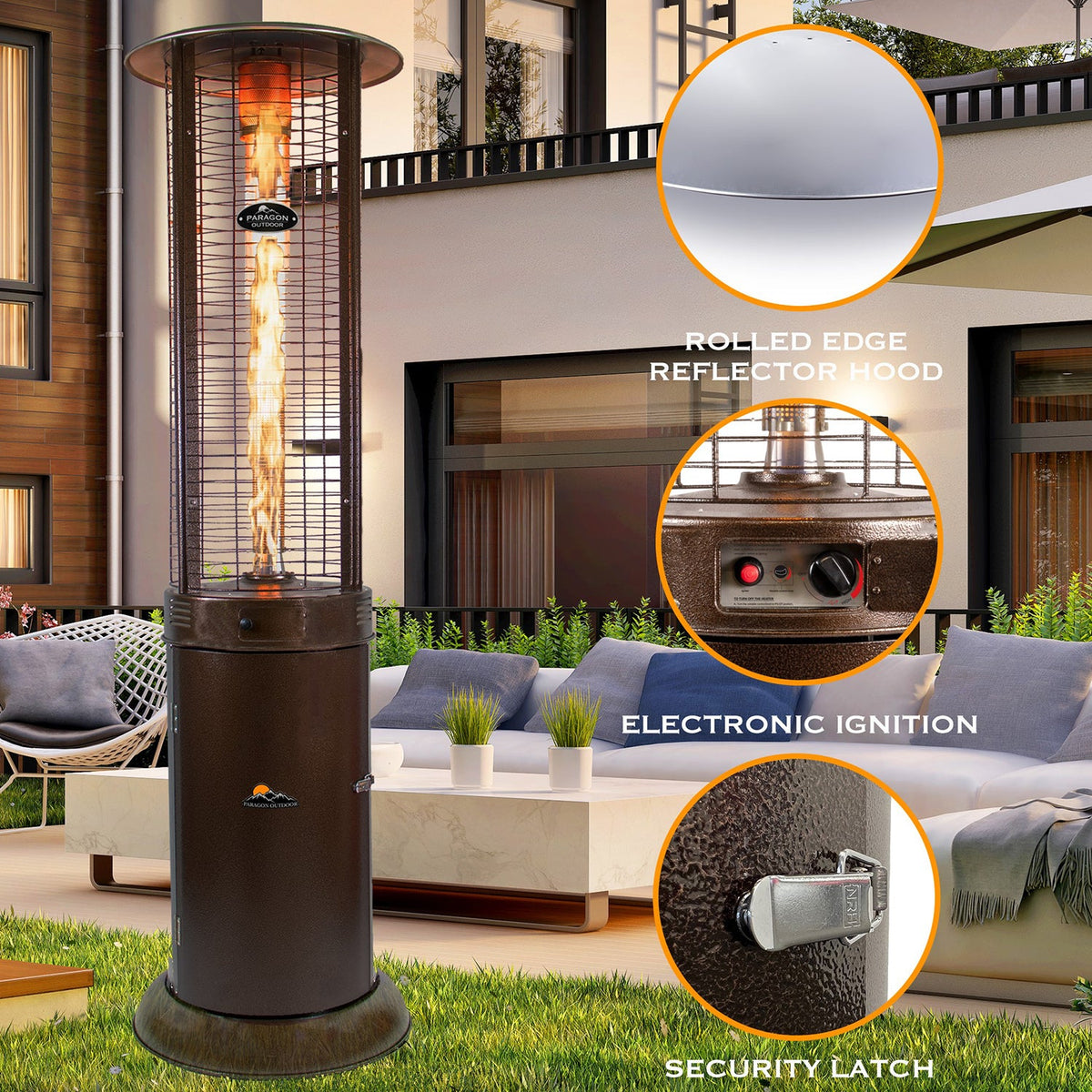 Paragon Outdoor SHINE – Chauffage tour à flamme gaz Hammered Bronze – OH-M744B